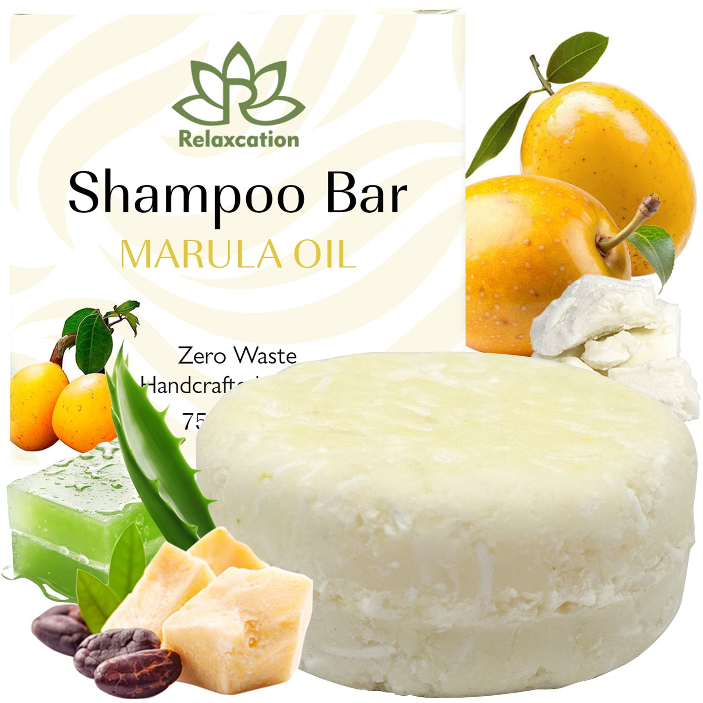 Marula oil SOLID Shampoo Bar for Hair Growth - For Curly Hair, Damaged or Dry