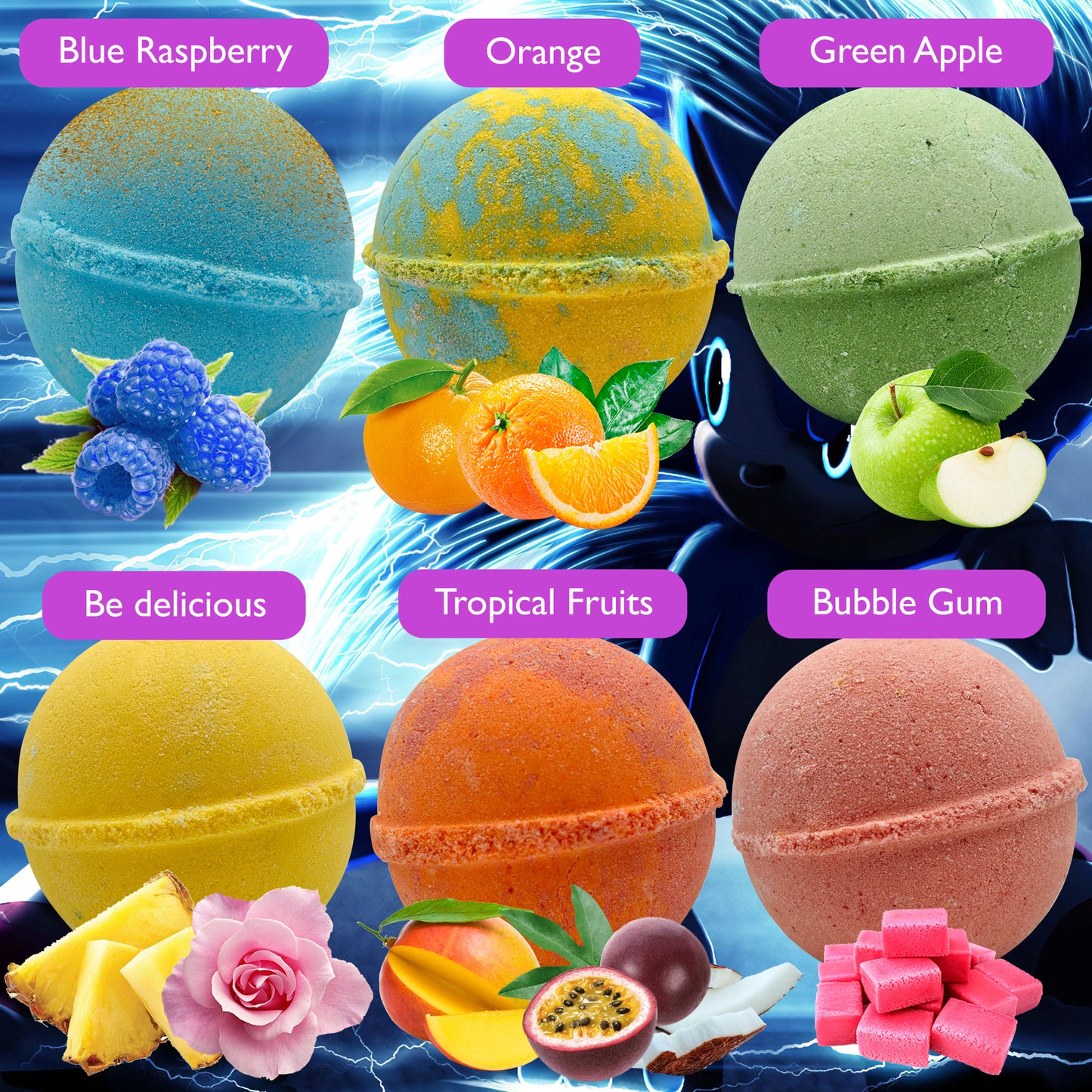 Bath Bombs for Kids with SONIC Toys Inside