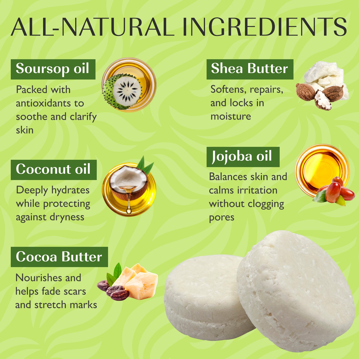Shampoo Bar Soursop Oil for Dry, Thinning Hair | For Hair Growth, Strengthening, Thickening & Volumizing Solid Shampoo for Women | Shea & Cocoa Butter | Free of Parabens & Sulfates