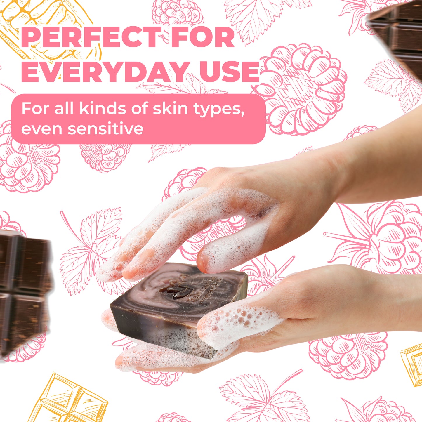 Raspberry Chocolate Natural Soap Bar - Moisturizing and Exfoliating
