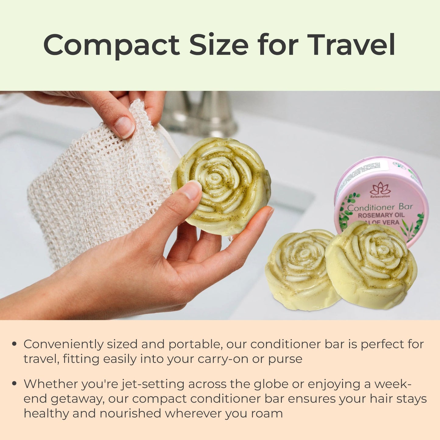 ROSEMARY OIL ALOE VERA Conditioner Bar for Hair Growth, Refreshers, Moisturizing