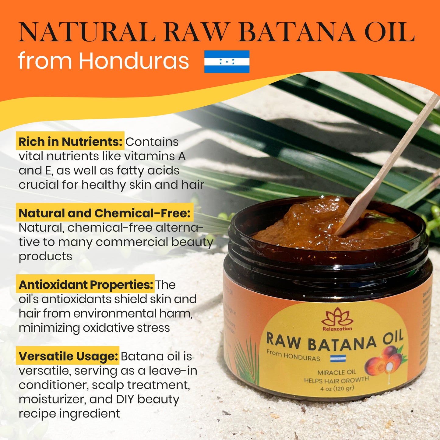 100% Raw Batana Oil Organic for Hair Growth, Prevent Hair Loss