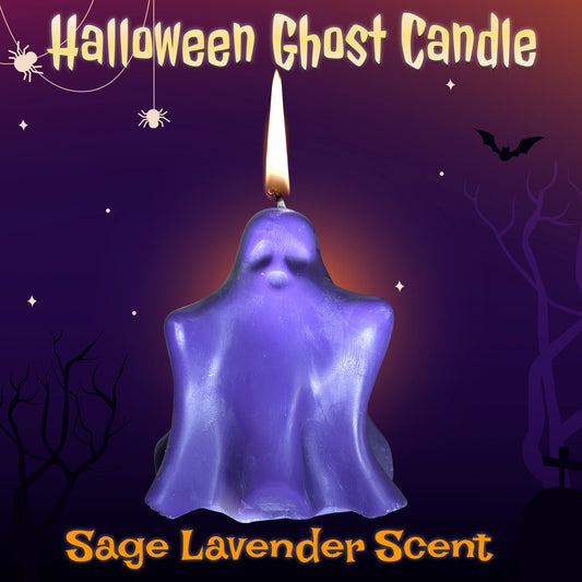 Halloween Ghost Candle with Sage Lavender Scent