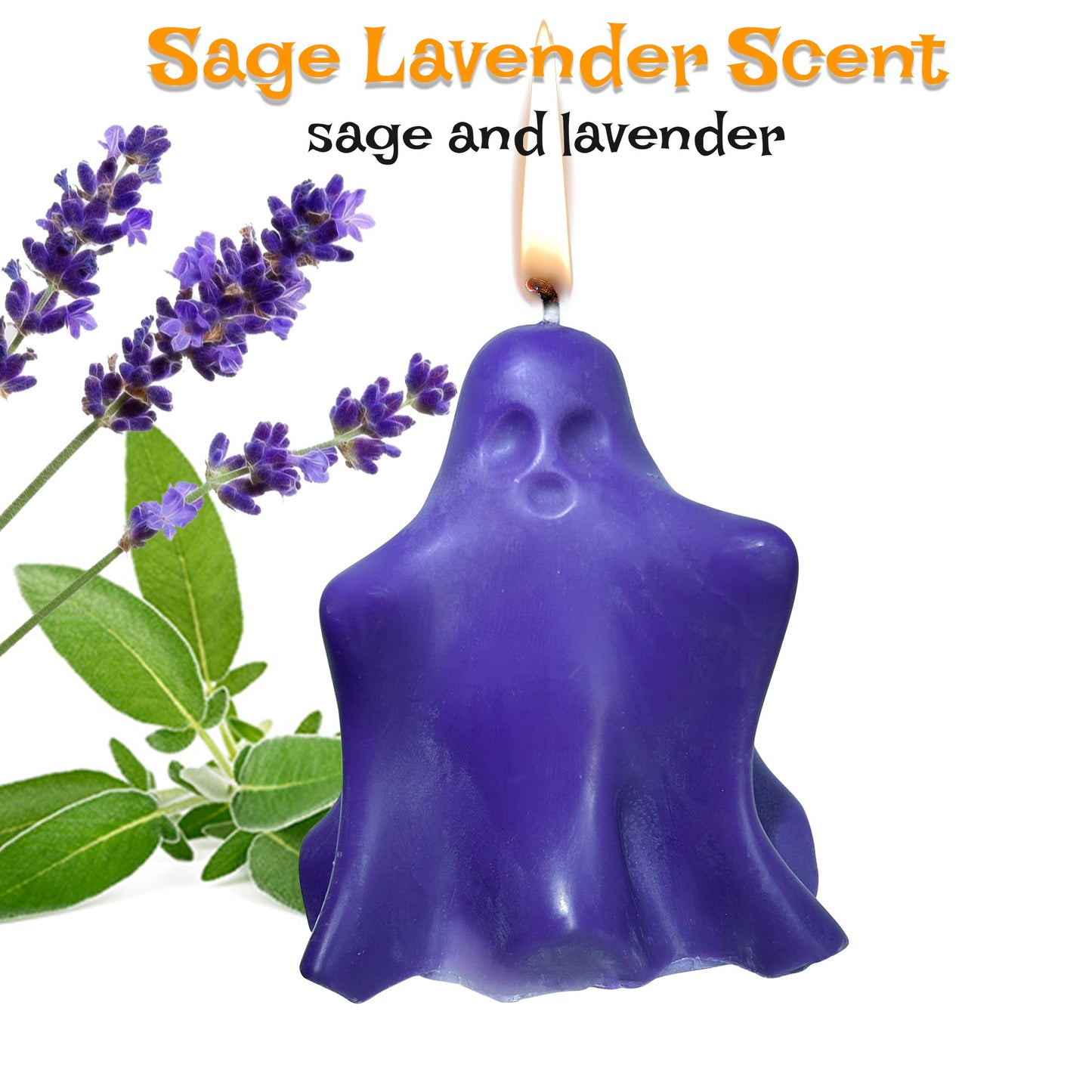 Halloween Ghost Candle with Sage Lavender Scent