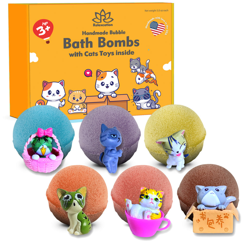 Bath Bombs for Kids with Surprise Cute Cats Toys Inside