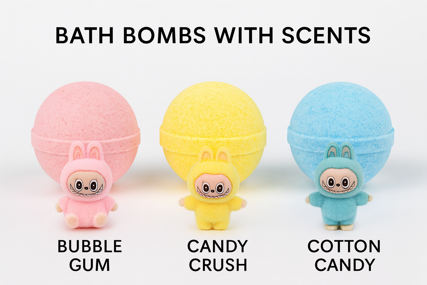 3 Big Bath Bombs for Kids with Labubu Toys Inside