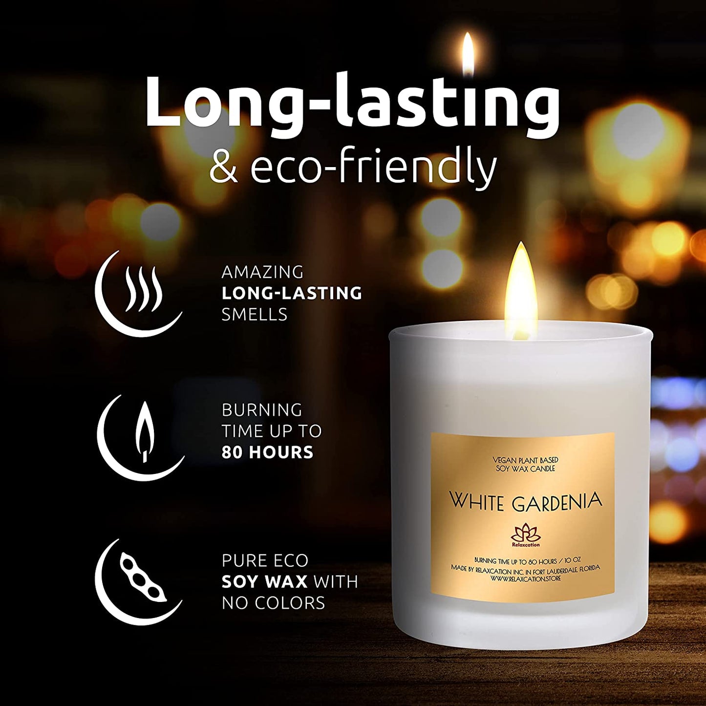 WHITE GARDENIA Soy Wax Candle in Glass Jar (10 oz)