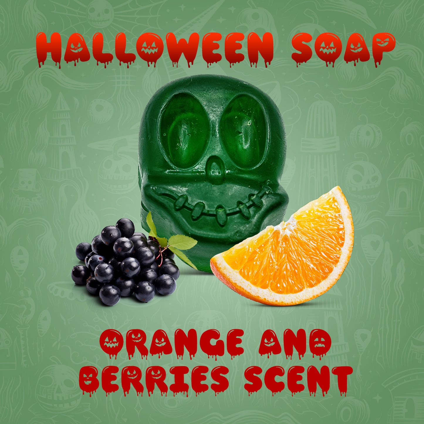 Halloween Soap SKULL Orange and Berries Scent