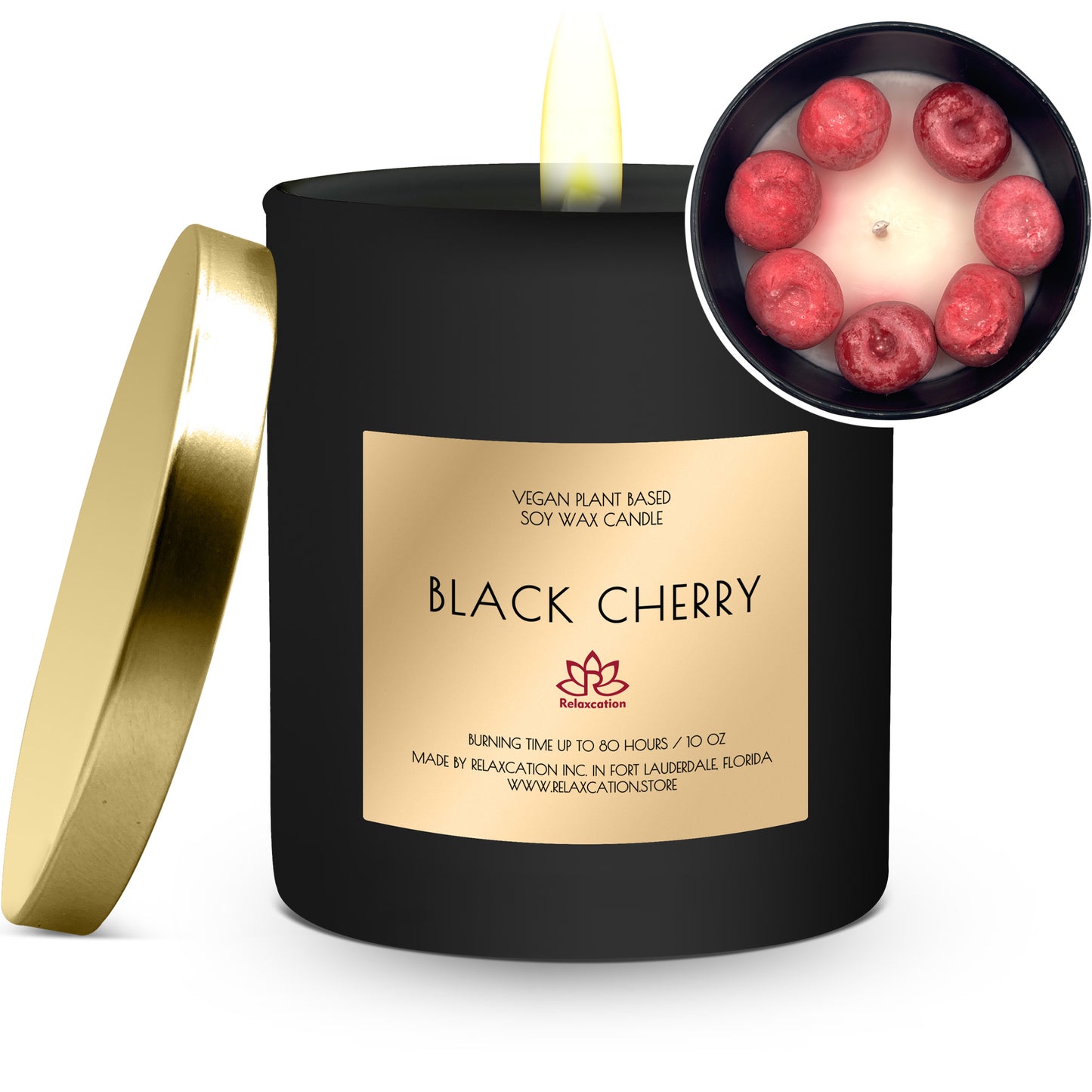 BLACK CHERRY Soy Wax Candle in Glass Jar (10 oz)