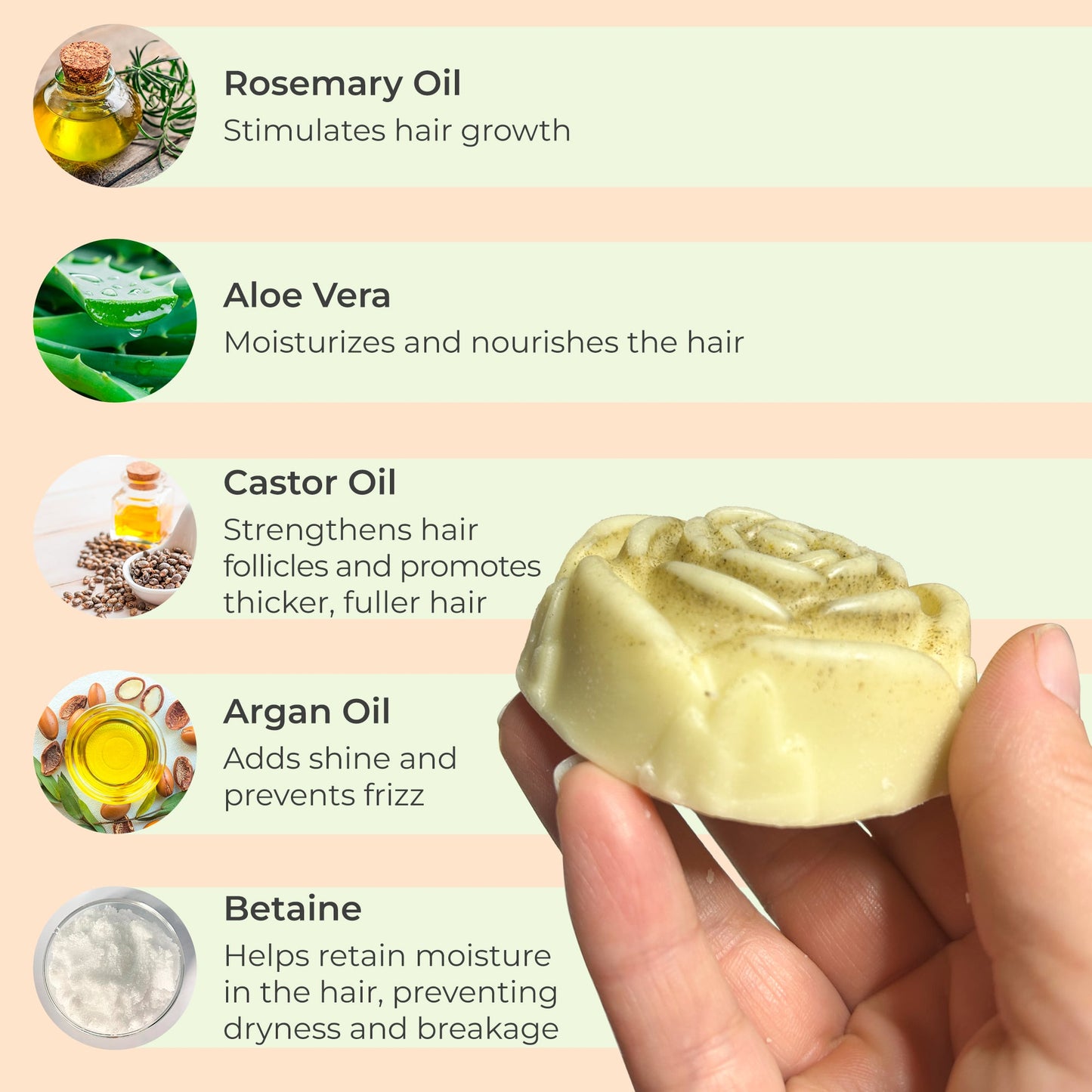 ROSEMARY OIL ALOE VERA Conditioner Bar for Hair Growth, Refreshers, Moisturizing