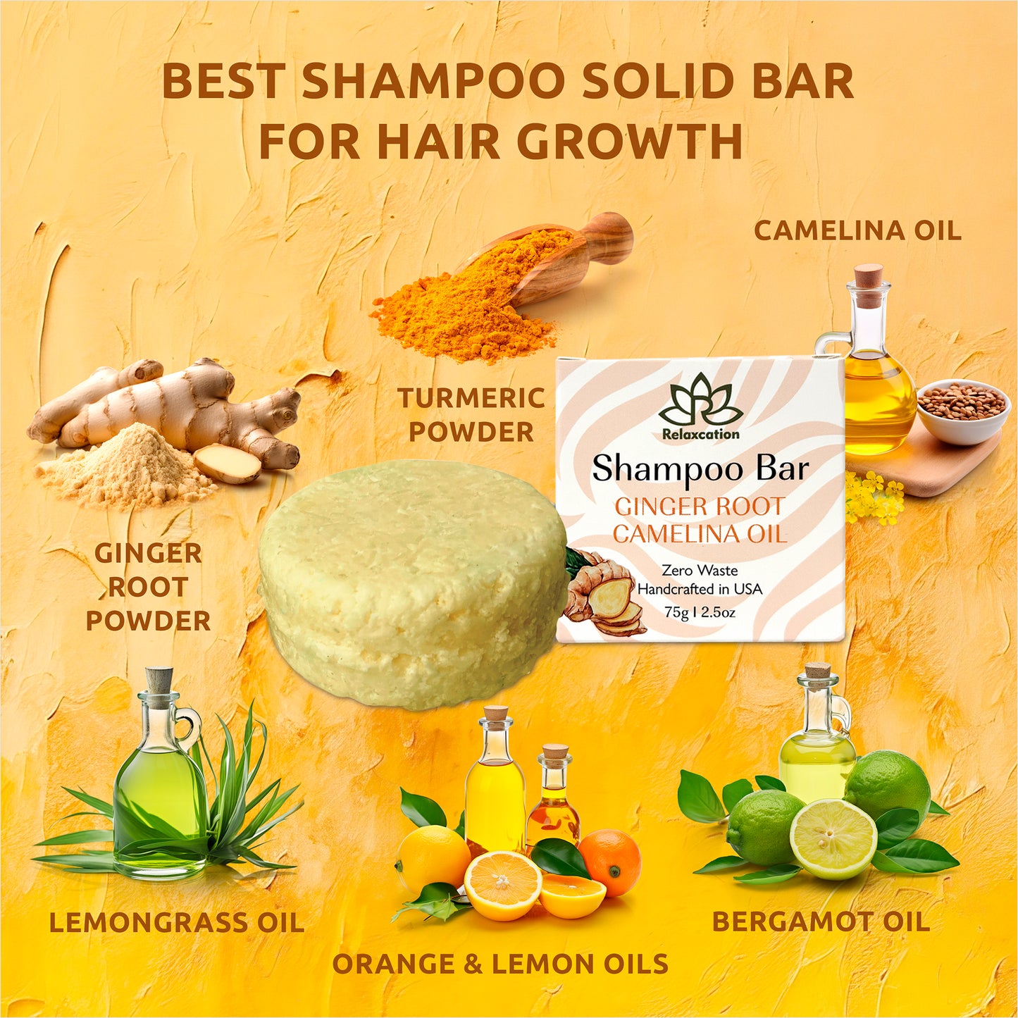 Ginger Root SOLID Shampoo Bar for Hair Growth