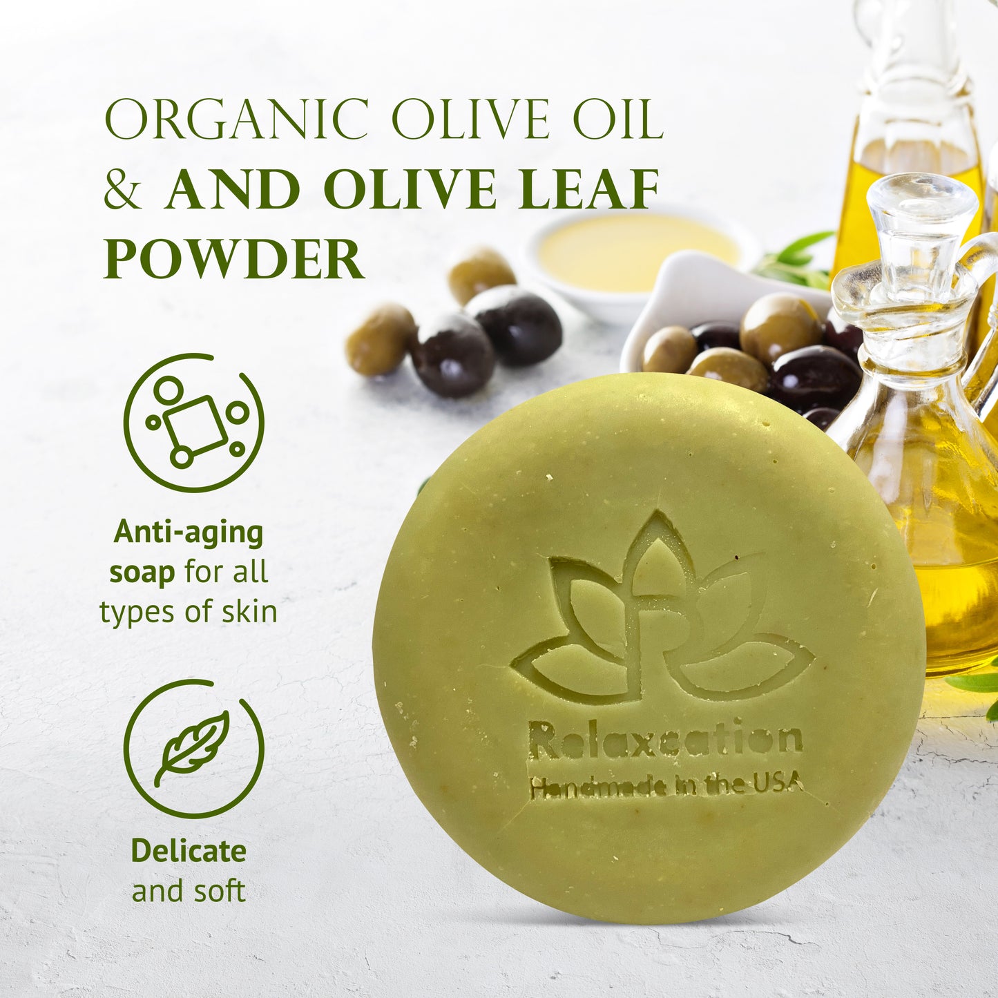 Natural Soap Bar with Olive Oil and Olive Leaves