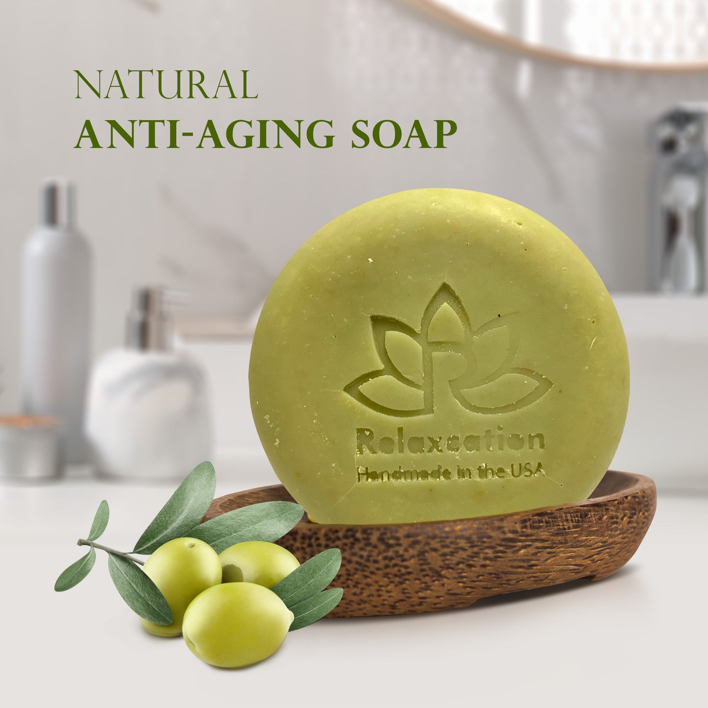 Natural Soap Bar with Olive Oil and Olive Leaves