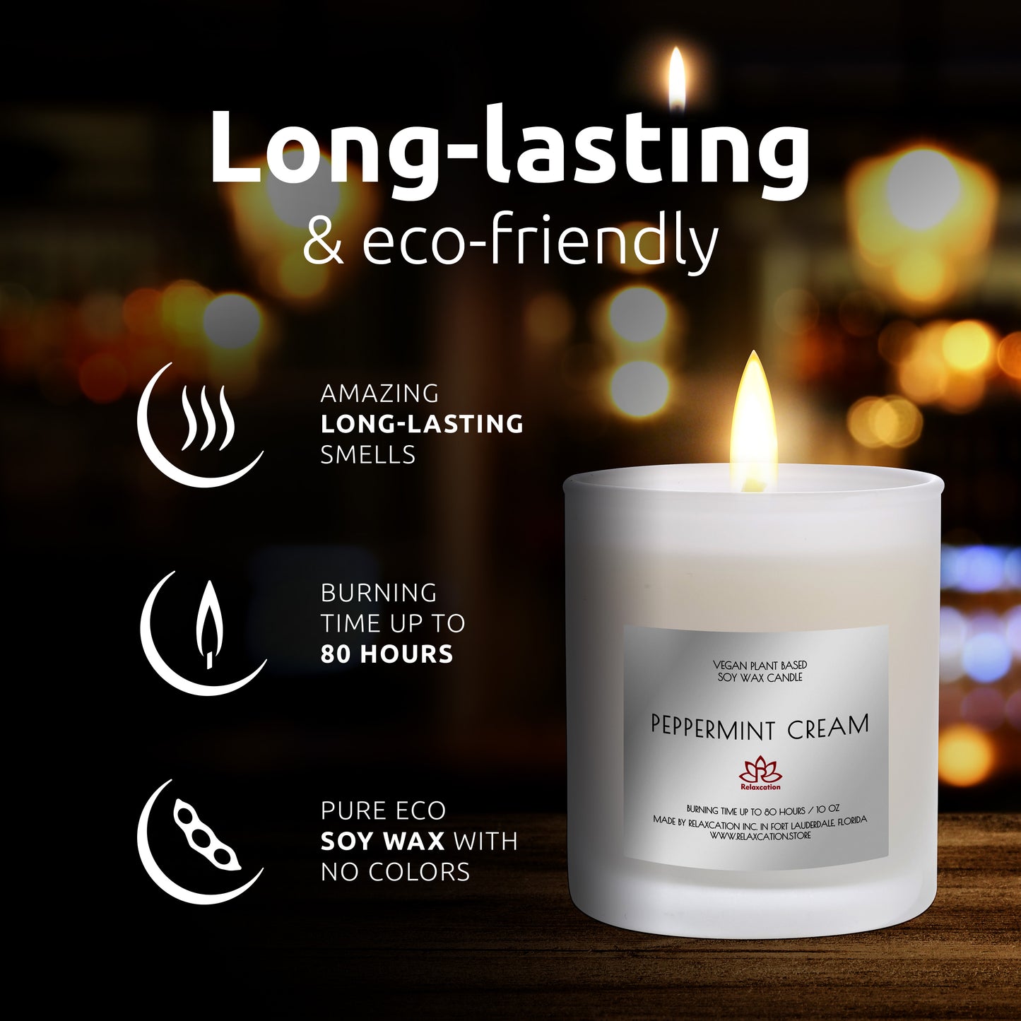 PEPPERMINT CREAM Soy Wax Candle in Glass Jar (10 oz)