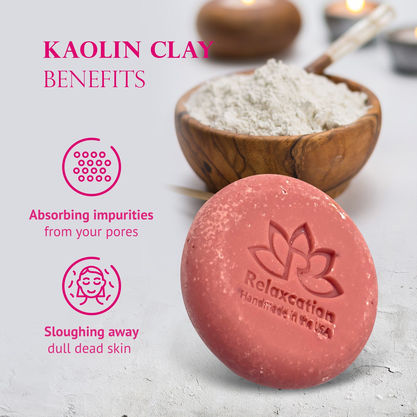 Natural Soap Bar with Rose Water and Kaolin Clay