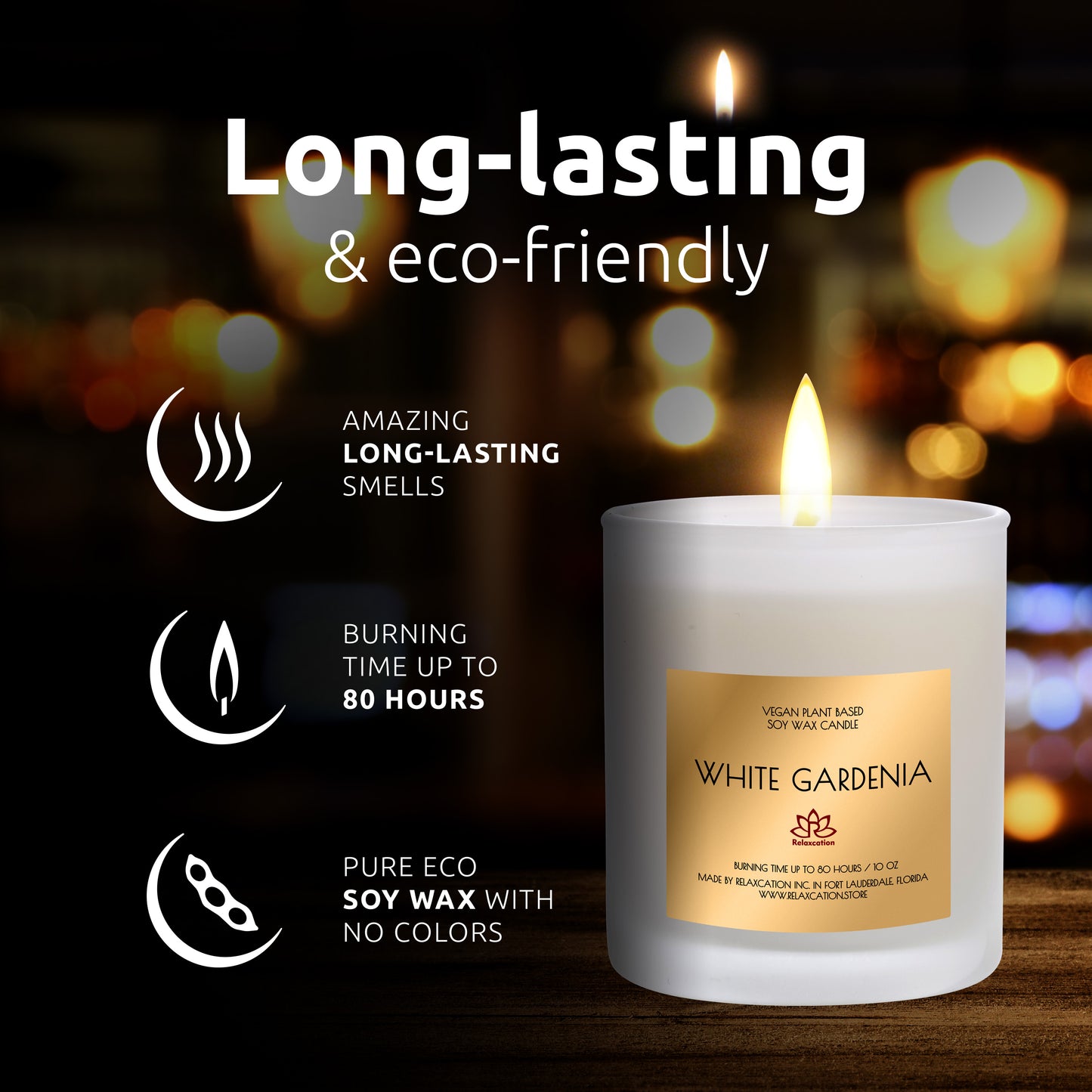 WHITE GARDENIA Soy Wax Candle in Glass Jar (10 oz)