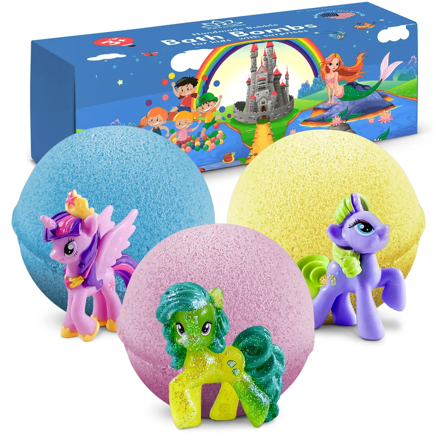 3 Big Bath Bombs for Kids with PONY Toys Inside
