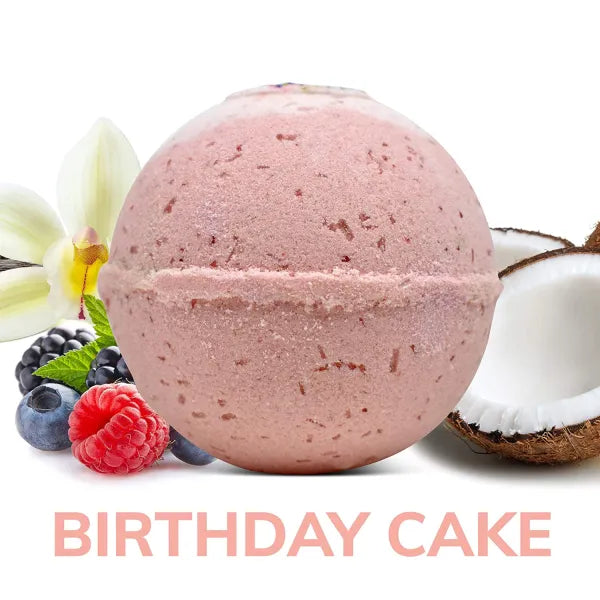"Birthday Cake" Organic Bath Bomb in kraft box - 5 oz