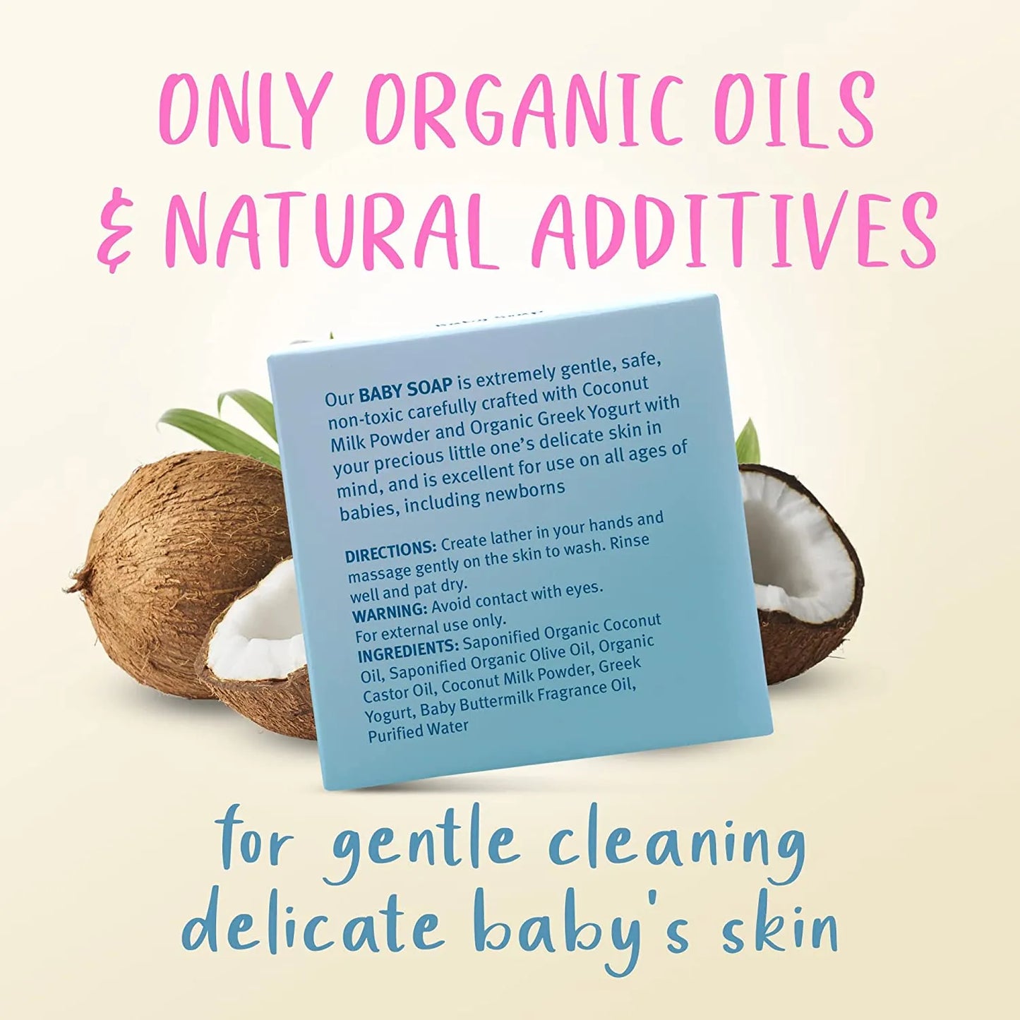 Organic Baby Soap Bar with Coconut Milk and Greek Yogurt