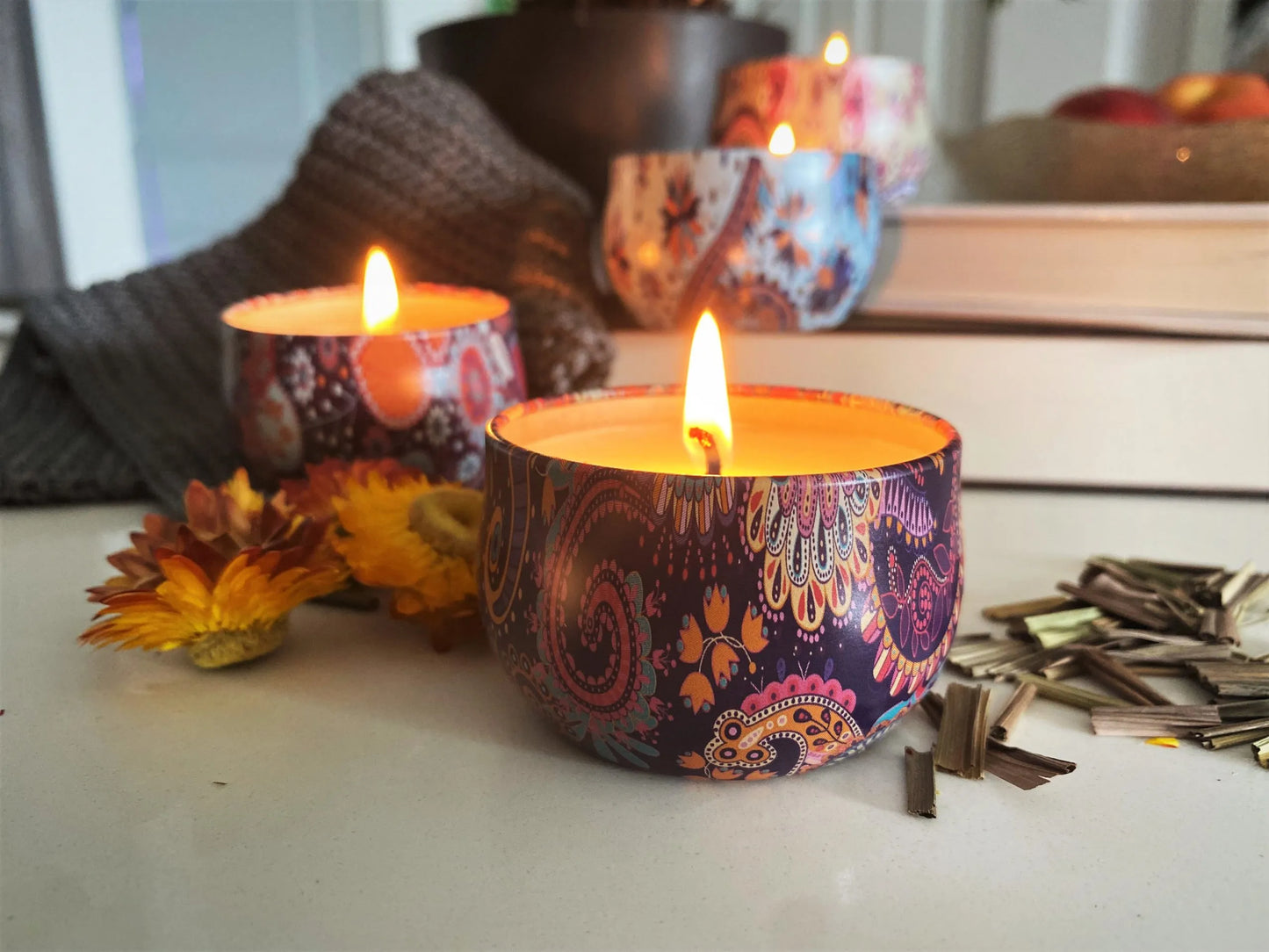 4 Soy Wax Candles in Tin Jars Gift Set (6 oz/each)