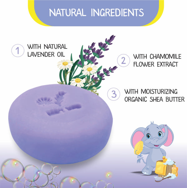 Lavender Chamomile Natural Baby Soap Bar for Kids - Calming and Relaxing