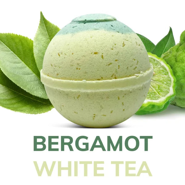 "Bergamot & White Tea" Organic Bath Bomb in kraft box - 5 oz