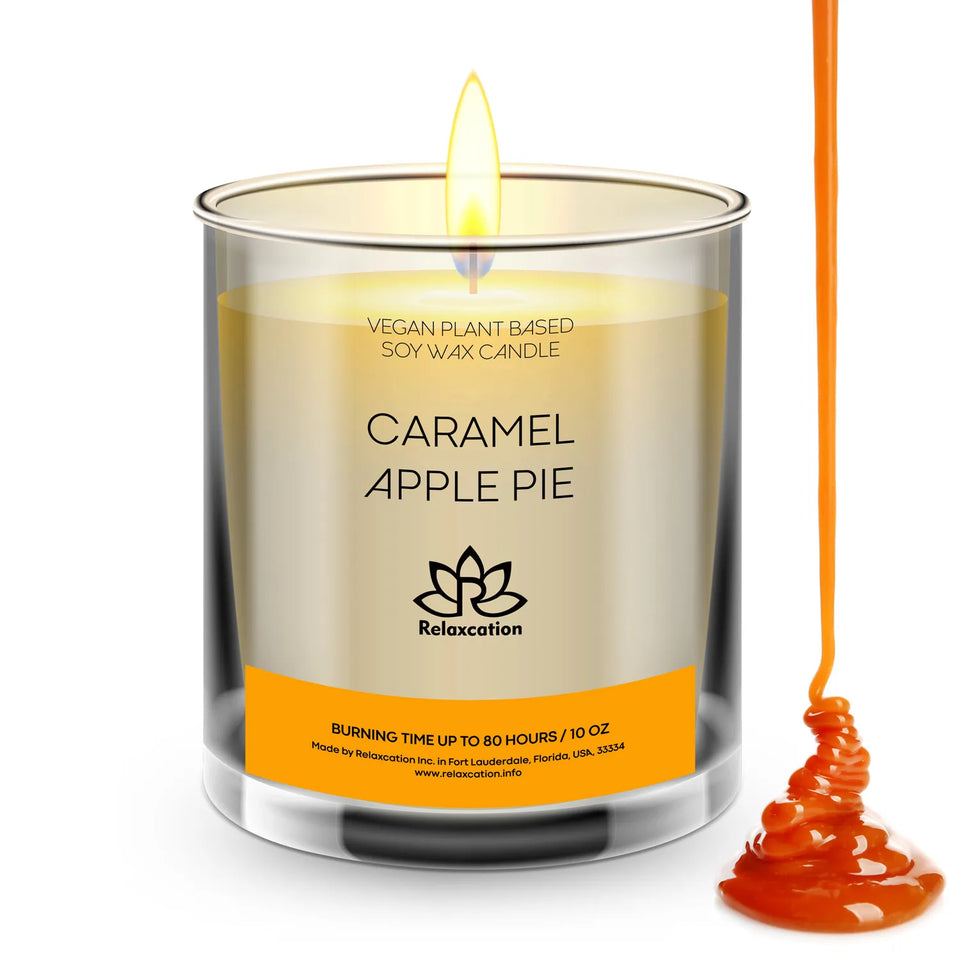 CARAMEL APPLE PIE Soy Wax Candle in Glass Jar (10 oz)