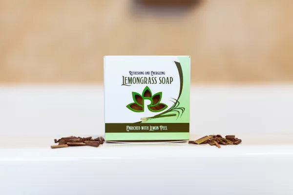 Natural Soap Bar with Lemongrass Leaves and Lemon Peel