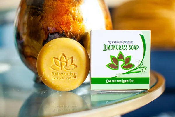 Natural Soap Bar with Lemongrass Leaves and Lemon Peel