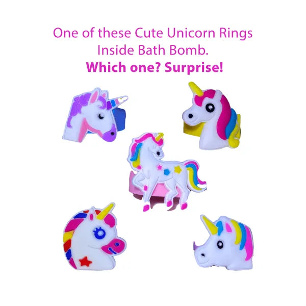 Unicorn Ring Toy Bath Bomb for Kids with Surprise Inside