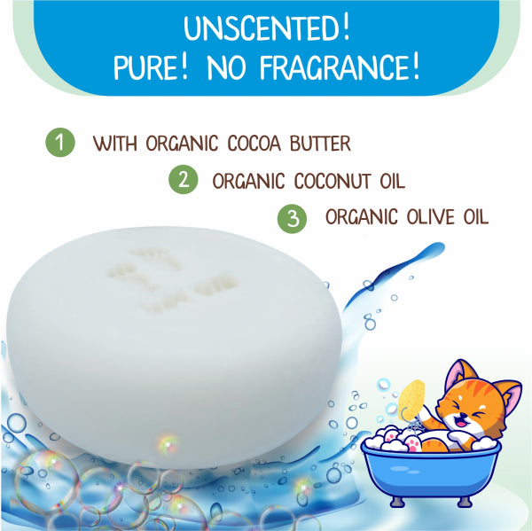 Unscented Baby Soap Bar - Only 4 Ingredients (3 Pack)