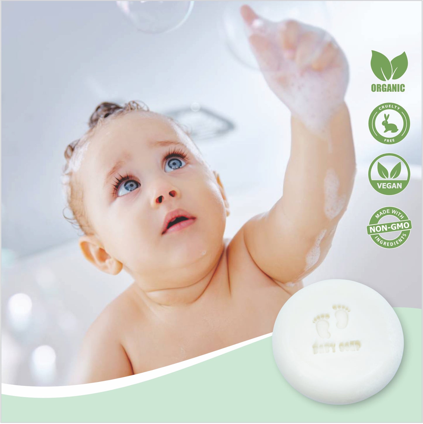 Unscented Baby Soap Bar - 4 Simple Ingredients (6 Pack)