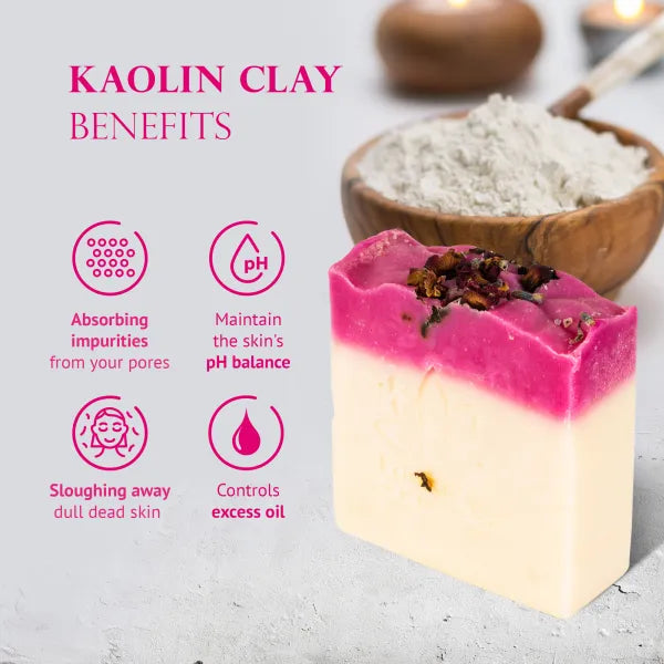Natural Soap Bar with Kaolin Clay and Rose Water