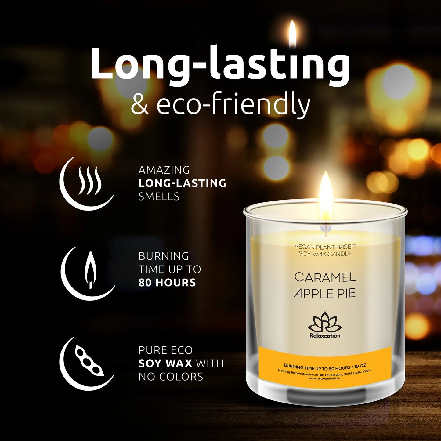 CARAMEL APPLE PIE Soy Wax Candle in Glass Jar (10 oz)