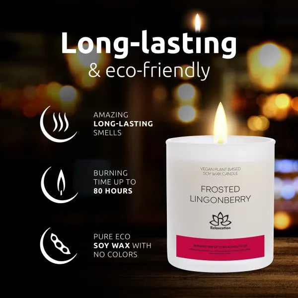 FROSTED LINGONBERRY Soy Wax Candle in Glass Jar (10 oz)