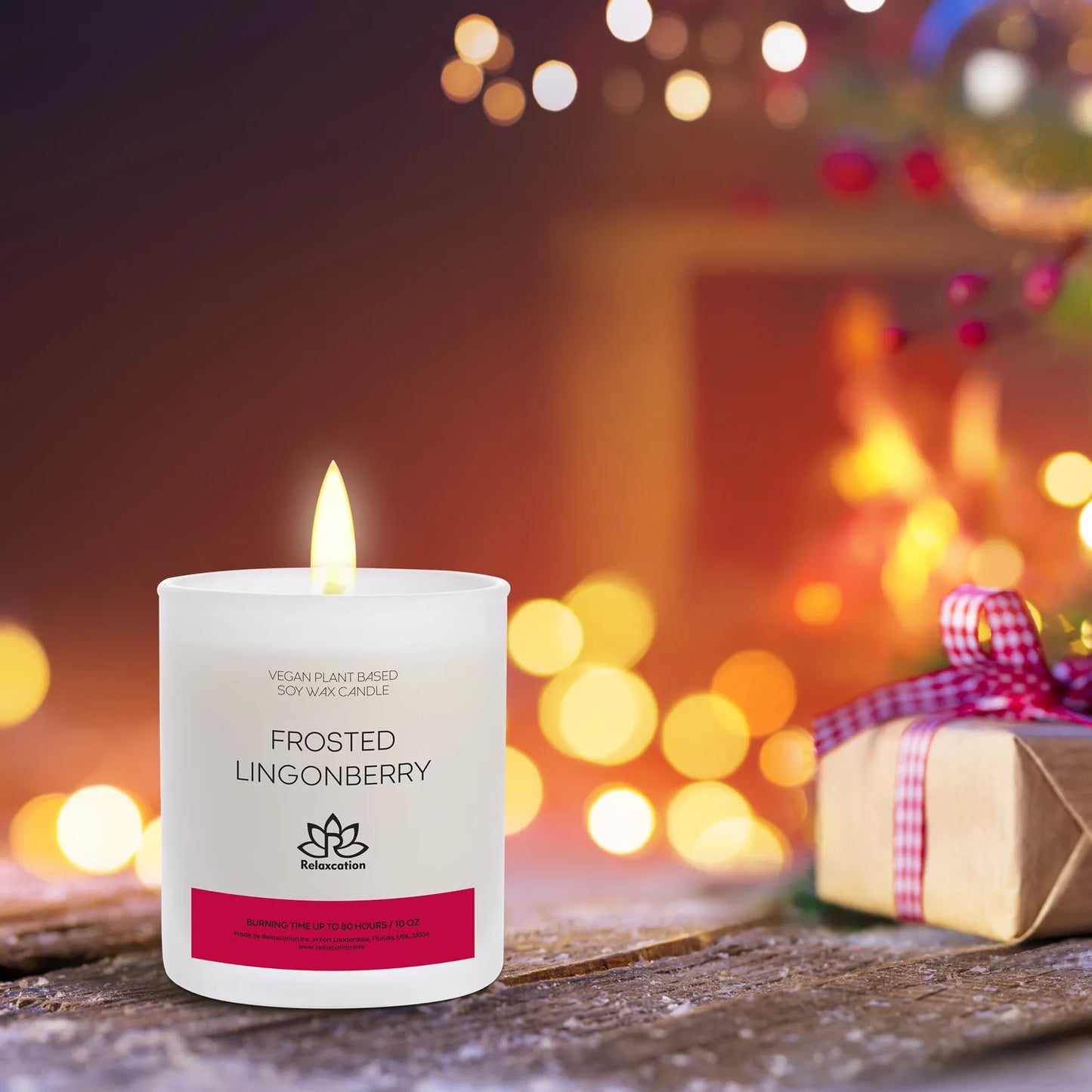 FROSTED LINGONBERRY Soy Wax Candle in Glass Jar (10 oz)