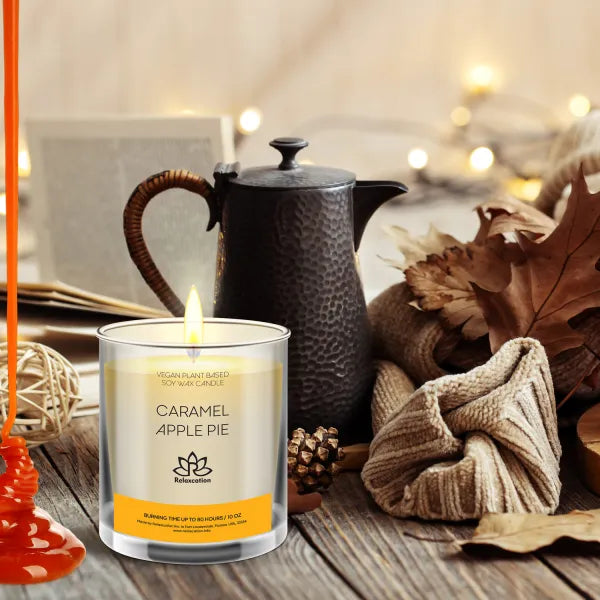 CARAMEL APPLE PIE Soy Wax Candle in Glass Jar (10 oz)