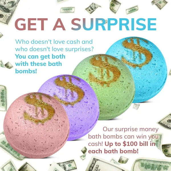 4 Bath Bombs with Money Surprise - Prize up to $100
