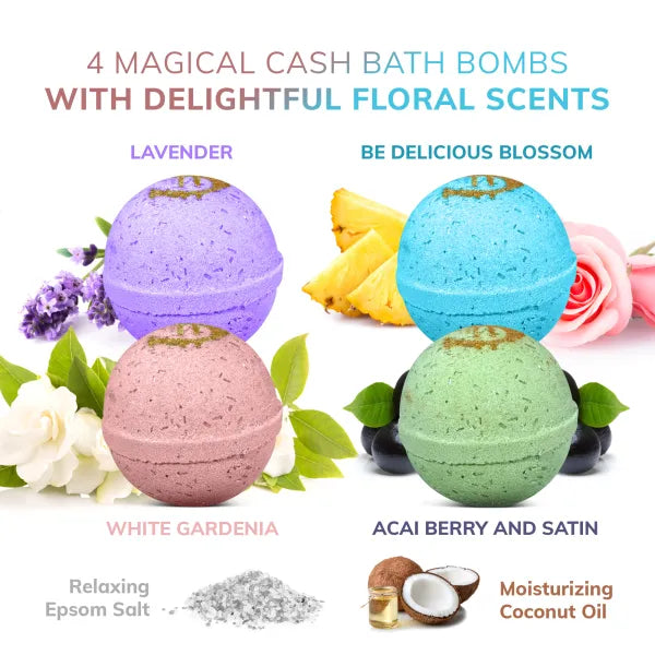 4 Bath Bombs with Money Surprise - Prize up to $100