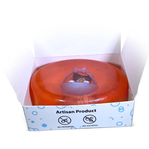 Strawberry Soap Bar with CAT IN THE BASKET Toy Inside