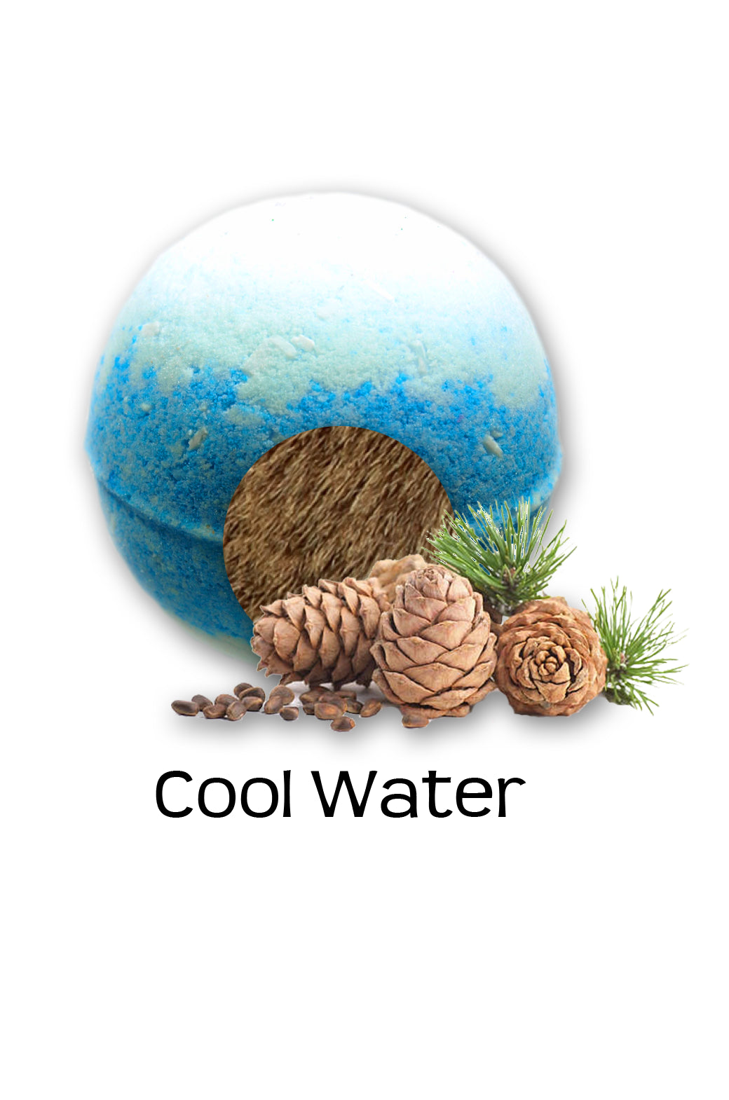 "Cool Water" Organic Bath Bomb for Men in kraft box - 5 oz