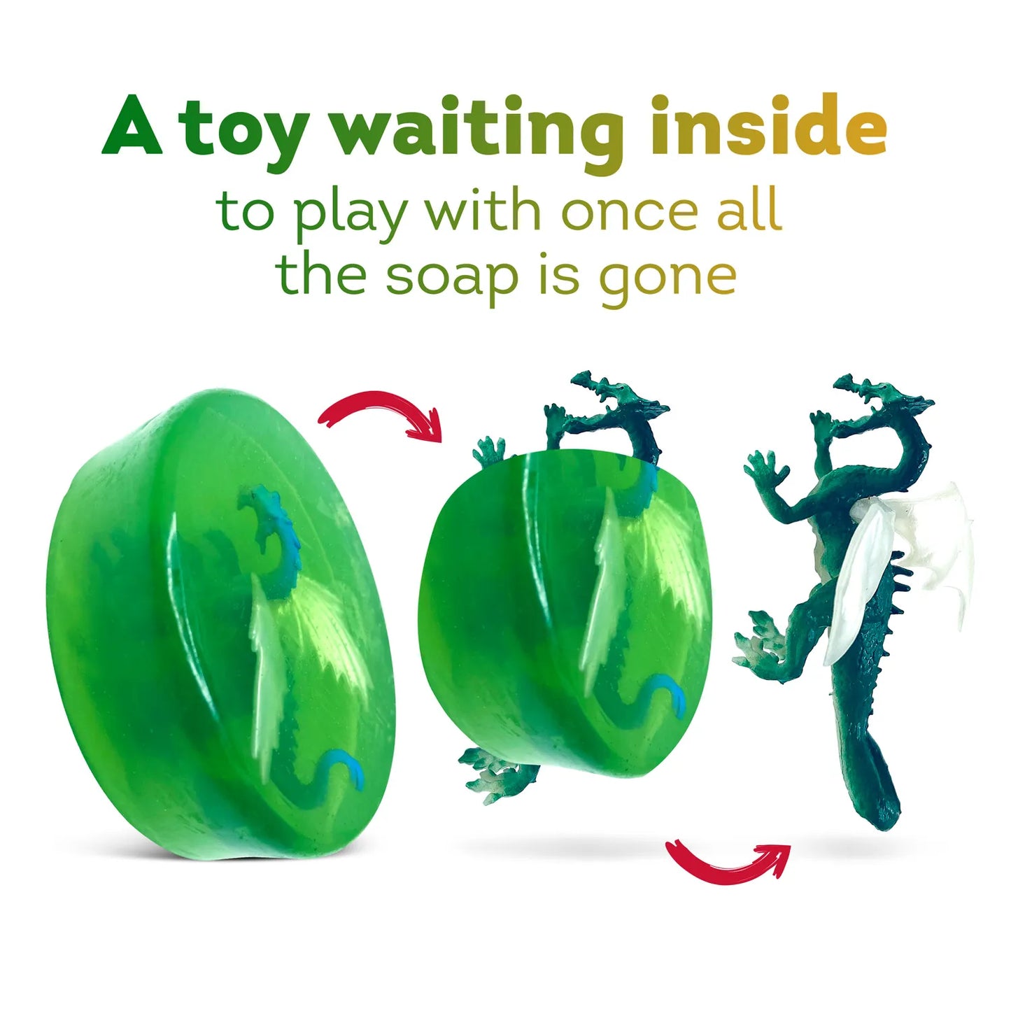 Green Apple Soap Bar for Kids With DRAGON Toy Inside