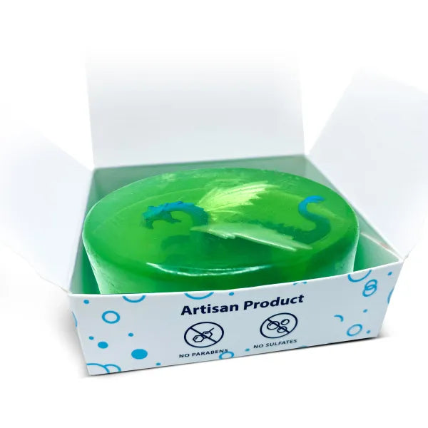 Green Apple Soap Bar for Kids With DRAGON Toy Inside