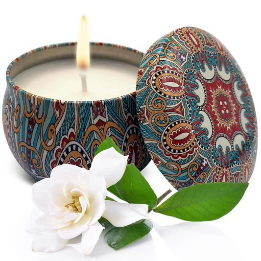 WHITE GARDENIA Soy Wax Candle in Tin Jar (6 oz)