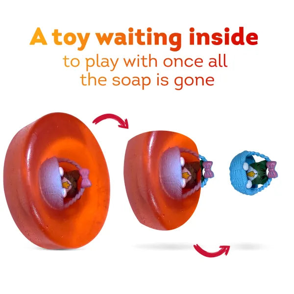 Strawberry Soap Bar with CAT IN THE BASKET Toy Inside