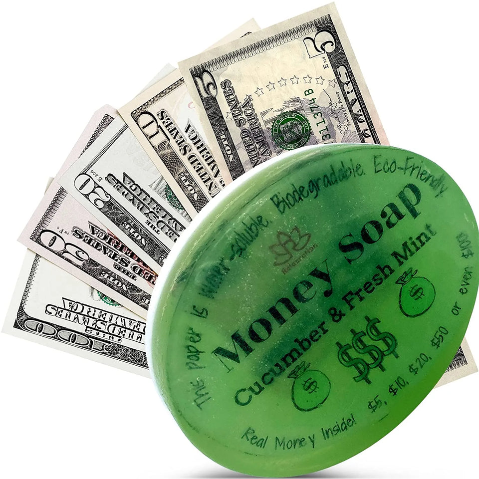 Money Soap Bar with Real Cash Inside Up to $100 Bill