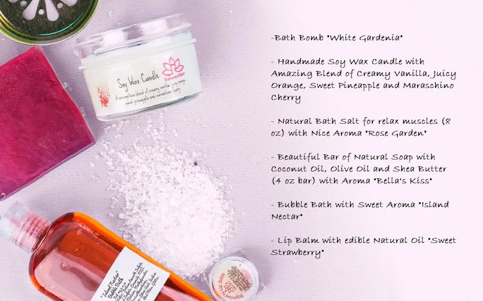 Bath and Spa Basket For Women in Polka Dot Box