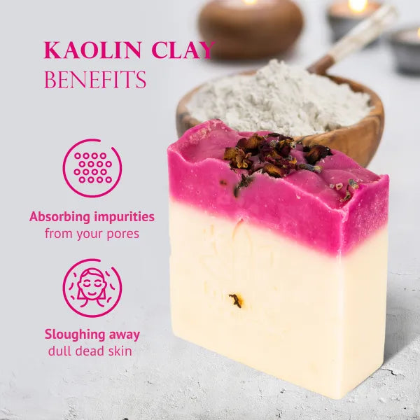 Natural Soap Bar with Kaolin Clay and Rose Water