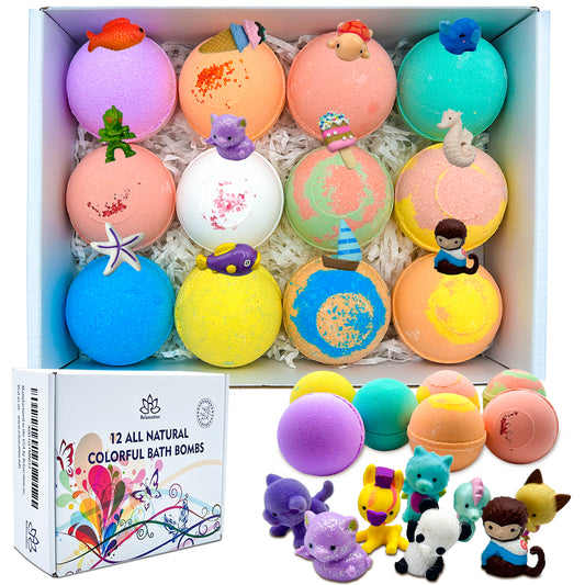 12 Bath Bombs for Kids with Surprise Toys Inside