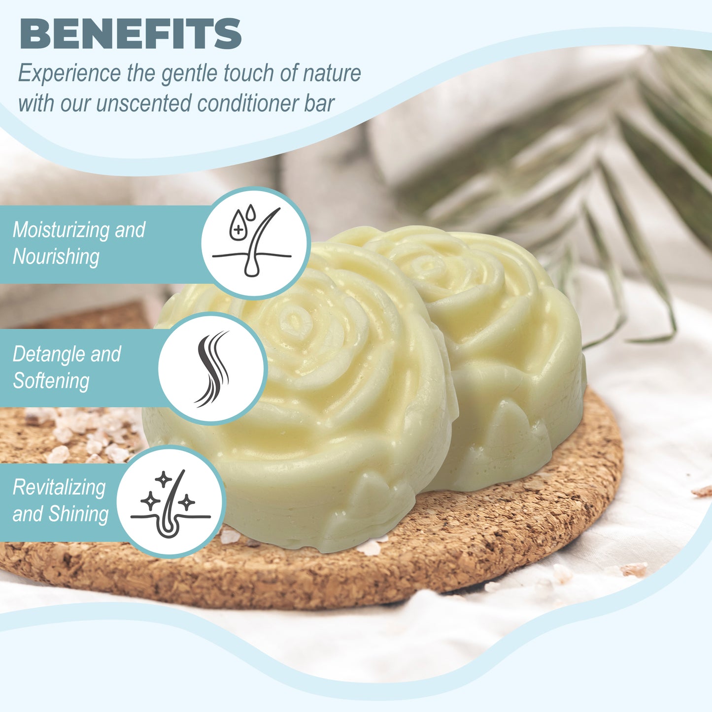 UNSCENTED Conditioner Bar for Moisturizing and Softening